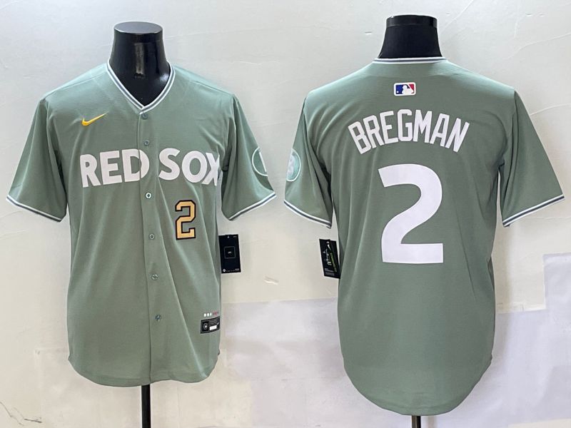 Men Boston Red Sox #2 Bregman Green Joint Name Game Nike 2025 MLB Jersey style 3
